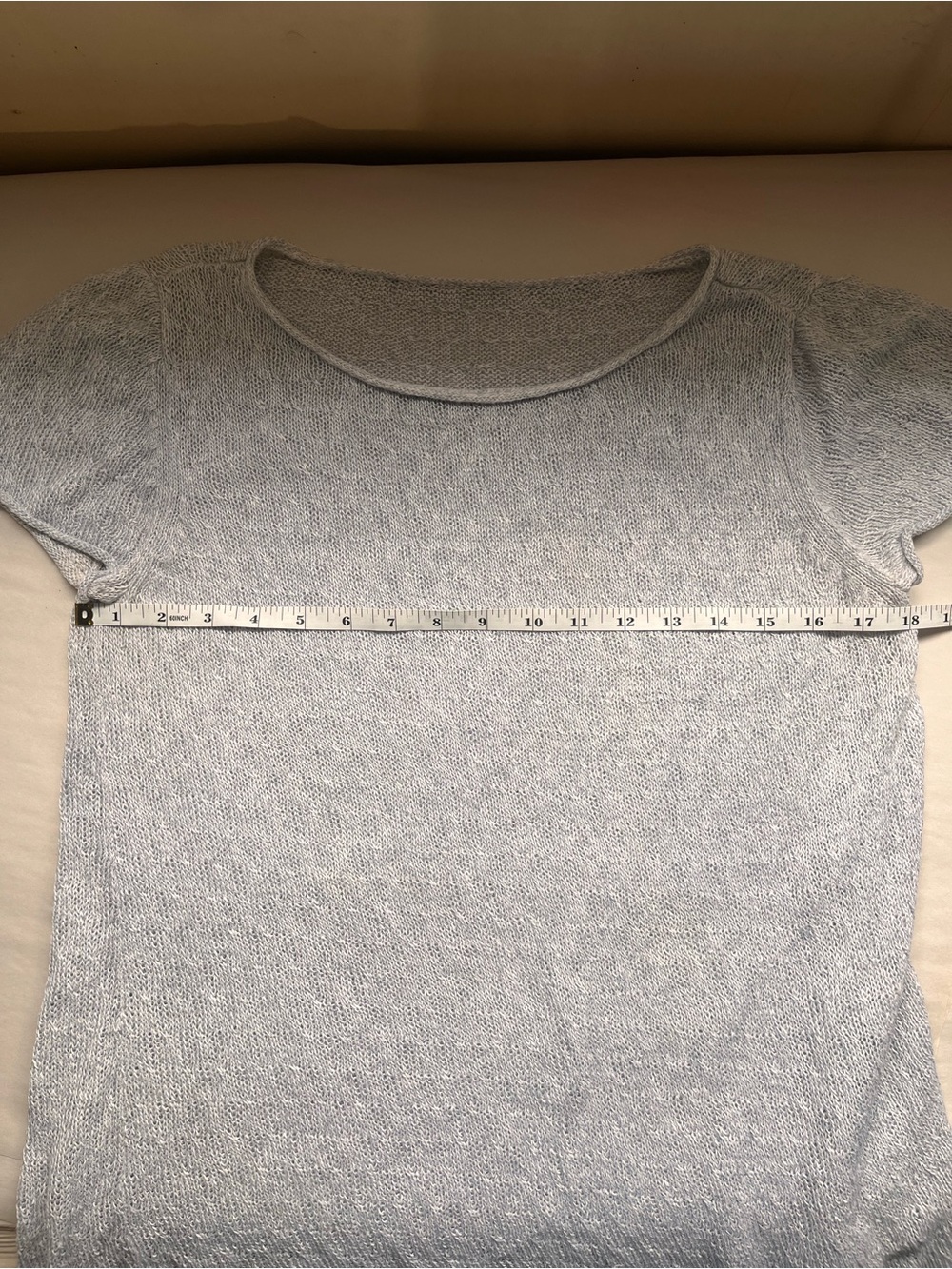 Eileen Fisher 100% Linen Silver Short-Sleeve Loose-Knit Tunic Small - Picture 8 of 9